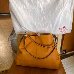 Coach Orange Leather Shoulder Bag